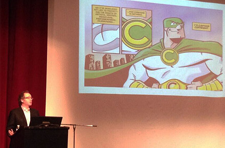 Michael Geist with Captain Copyright Slide